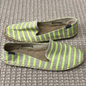 Soludos Neon Stripe Espadrilles, Size 10